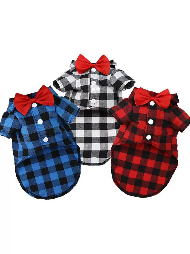 Dog Gingham Shirt Suit