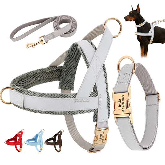 Custom No-Pull Dog Collar Harness Set