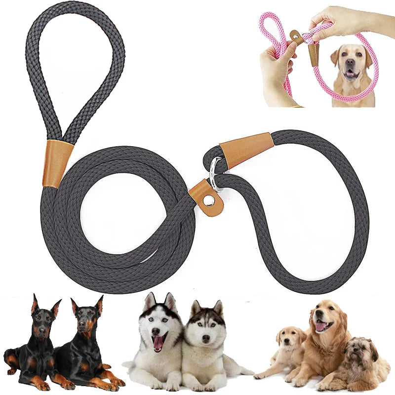 "Dog slip lead with adjustable handle"